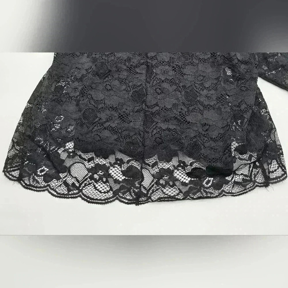 Bebe Women's S Black Surplice Asymmetrical is Hem Lace Dress NWT - Picture 10 of 13